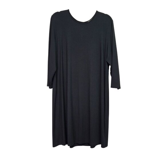 J. Jill Wearever Collection Pleat-Back Black Dress Size L Minimalist Lagenlook M - Picture 1 of 11